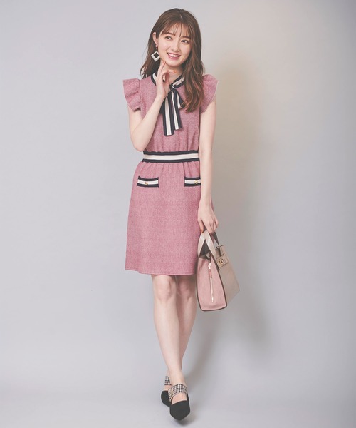 31 Sons de mode(トランテアン ソン ドゥ モード)の「フロントリボンニットワンピース(ワンピース・レディース・ラベンダー/オフホワイト/レッド・36)」の22枚目の写真