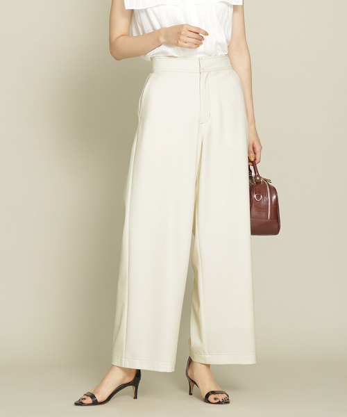 NANO universe(ナノユニバース)の「デニムライクハイウエストワイドパンツ(デニムパンツ・レディース・ネイビー/アイボリー・38/36)」の2枚目の写真