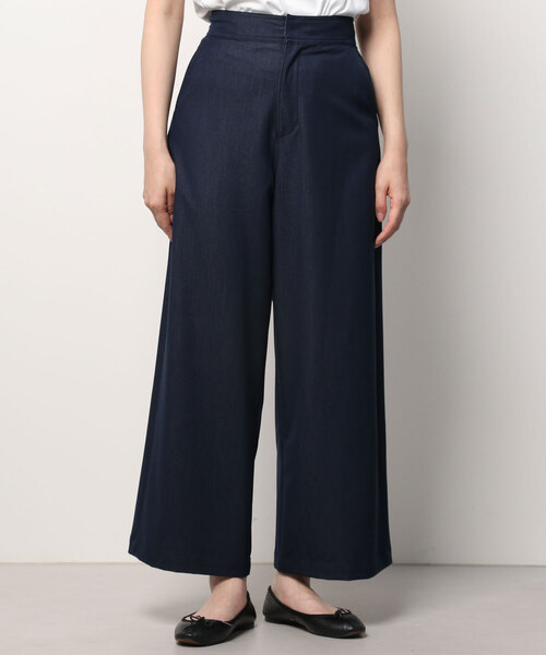 NANO universe(ナノユニバース)の「デニムライクハイウエストワイドパンツ(デニムパンツ・レディース・ネイビー/アイボリー・38/36)」の15枚目の写真
