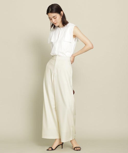 NANO universe(ナノユニバース)の「デニムライクハイウエストワイドパンツ(デニムパンツ・レディース・ネイビー/アイボリー・38/36)」の3枚目の写真