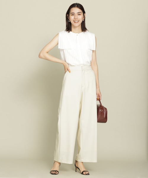 NANO universe(ナノユニバース)の「デニムライクハイウエストワイドパンツ(デニムパンツ・レディース・ネイビー/アイボリー・38/36)」の4枚目の写真