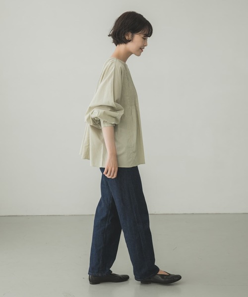 かぐれ（カグレ）の「コットンドルマンピンタックブラウス（シャツ/ブラウス・レディース・ネイビー/オフホワイト/ミント・FREE）」の7枚目の写真