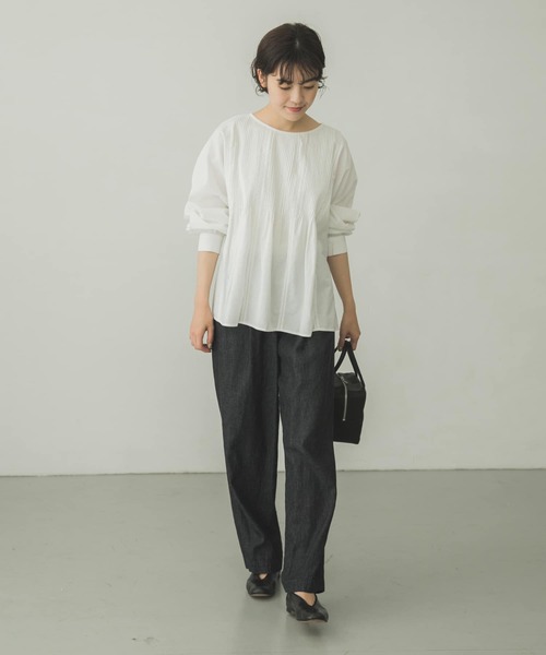 かぐれ（カグレ）の「コットンドルマンピンタックブラウス（シャツ/ブラウス・レディース・ネイビー/オフホワイト/ミント・FREE）」の12枚目の写真