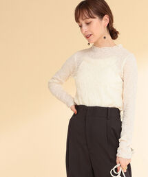 Ray BEAMS | Ray BEAMS / シャーリング ボトルネック Tシャツ(Tシャツ/カットソー)