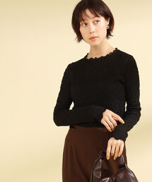 Ray BEAMS | Ray BEAMS / シャーリング ボトルネック Tシャツ(Tシャツ/カットソー)