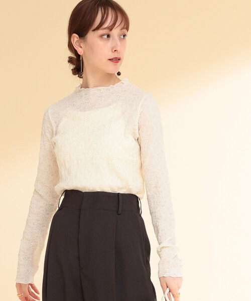 Ray BEAMS（レイビームス）の「Ray BEAMS / シャーリング ボトルネック Tシャツ（Tシャツ/カットソー・レディース・ブラック/オフホワイト/グリーン系その他2・ONE SIZE）」の5枚目の写真