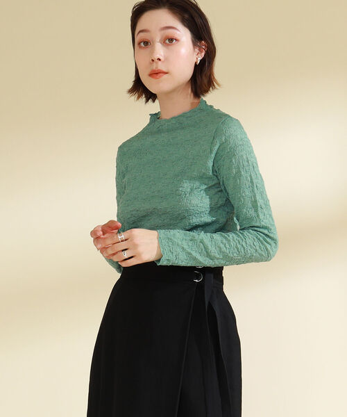 Ray BEAMS（レイビームス）の「Ray BEAMS / シャーリング ボトルネック Tシャツ（Tシャツ/カットソー・レディース・ブラック/オフホワイト/グリーン系その他2・ONE SIZE）」の13枚目の写真