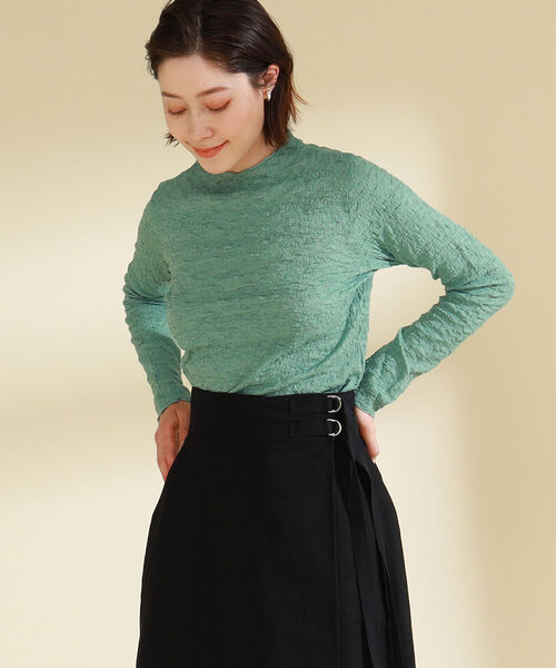 Ray BEAMS（レイビームス）の「Ray BEAMS / シャーリング ボトルネック Tシャツ（Tシャツ/カットソー・レディース・ブラック/オフホワイト/グリーン系その他2・ONE SIZE）」の14枚目の写真