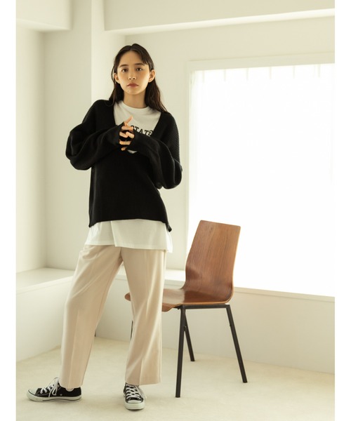 fifth（フィフス）の「ナンバリングビックTシャツ（Tシャツ/カットソー・レディース・ホワイト/チャコールグレー・MEDIUM）」の2枚目の写真