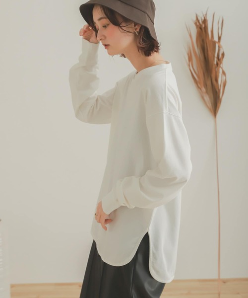 SENSE OF PLACE by URBAN RESEARCH（センスオブプレイスバイアーバンリサーチ）の「オーガニックコットンチュニックトップ（Tシャツ/カットソー・レディース・ブラック/オフホワイト/ライトベージュ・ONE）」の9枚目の写真