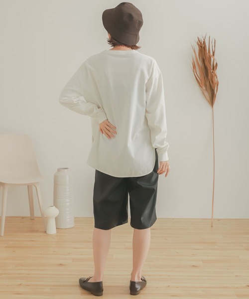 SENSE OF PLACE by URBAN RESEARCH（センスオブプレイスバイアーバンリサーチ）の「オーガニックコットンチュニックトップ（Tシャツ/カットソー・レディース・ブラック/オフホワイト/ライトベージュ・ONE）」の4枚目の写真