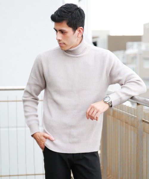 WESTSEA（ウエストシー）の「KEEP SHEPE もちもちニット 無地 タートルネック（ニット/セーター・メンズ・ブラック/オフホワイト/ライトグレー/ワイン/ネイビー・M/L/XL）」の3枚目の写真