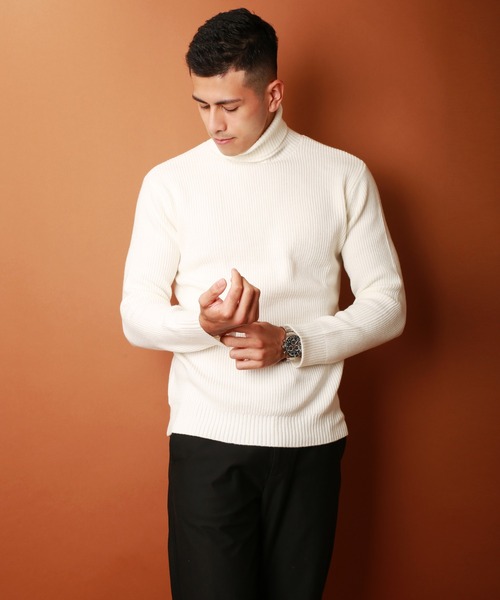 WESTSEA（ウエストシー）の「KEEP SHEPE もちもちニット 無地 タートルネック（ニット/セーター・メンズ・ブラック/オフホワイト/ライトグレー/ワイン/ネイビー・M/L/XL）」の15枚目の写真