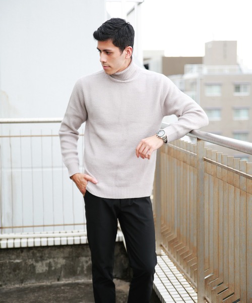 WESTSEA（ウエストシー）の「KEEP SHEPE もちもちニット 無地 タートルネック（ニット/セーター・メンズ・ブラック/オフホワイト/ライトグレー/ワイン/ネイビー・M/L/XL）」の10枚目の写真