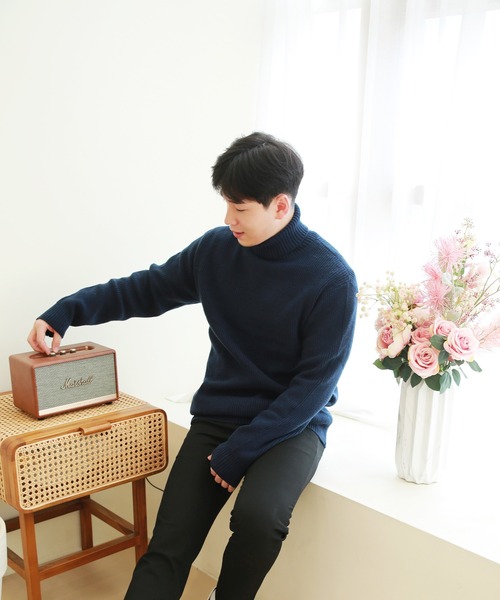 WESTSEA（ウエストシー）の「KEEP SHEPE もちもちニット 無地 タートルネック（ニット/セーター・メンズ・ブラック/オフホワイト/ライトグレー/ワイン/ネイビー・M/L/XL）」の9枚目の写真