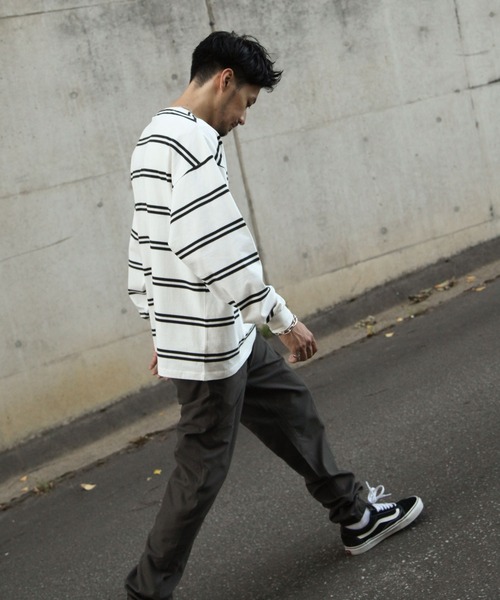 UNCORD（アンコード）の「【UNCORD】マルチボーダービックロンT/ロングスリーブ長袖Tシャツ（Tシャツ/カットソー・メンズ・ホワイト系/ブラック×ホワイト/カーキ系/ホワイト×ブラック・MEDIUM/LARGE/X-LARGE）」の7枚目の写真