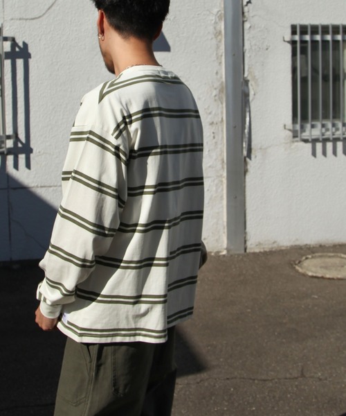 UNCORD（アンコード）の「【UNCORD】マルチボーダービックロンT/ロングスリーブ長袖Tシャツ（Tシャツ/カットソー・メンズ・ホワイト系/ブラック×ホワイト/カーキ系/ホワイト×ブラック・MEDIUM/LARGE/X-LARGE）」の11枚目の写真