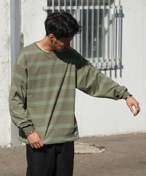 UNCORD（アンコード）の「【UNCORD】マルチボーダービックロンT/ロングスリーブ長袖Tシャツ（Tシャツ/カットソー・メンズ・ホワイト系/ブラック×ホワイト/カーキ系/ホワイト×ブラック・MEDIUM/LARGE/X-LARGE）」の21枚目の写真