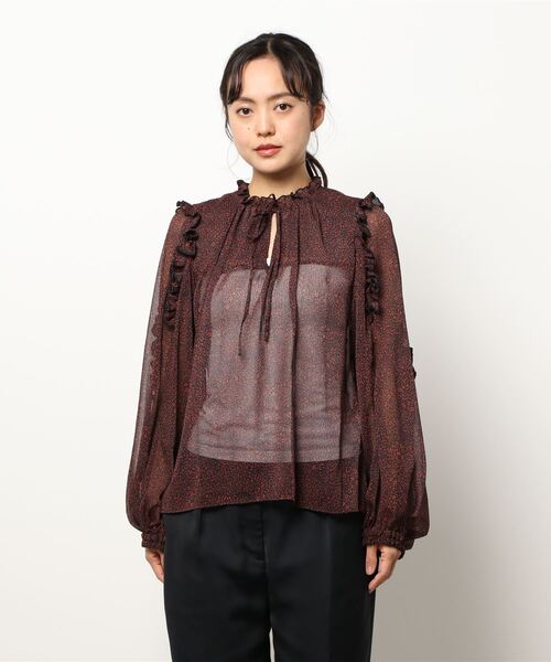 DEVEAUX SHIFFON RUFFLE BLOUSE
