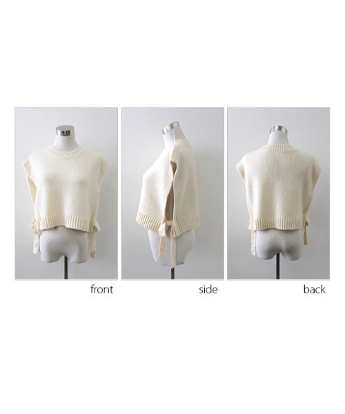 MODE ROBE（モードローブ）の「サイドリボンレイヤードニットベスト（ベスト・レディース・アイボリー/ブラック・FREE）」の22枚目の写真