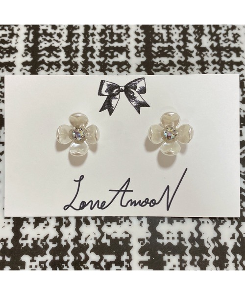 tone(トーン)の「【LoveAmooN】whiteperl crystalaurora (MA)(ピアス(両耳用)・レディース・シルバー/ゴールド・FREE)」の1枚目の写真