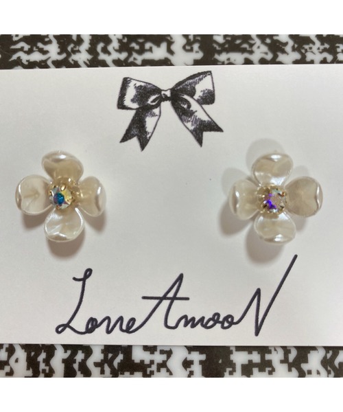 tone(トーン)の「【LoveAmooN】whiteperl crystalaurora (MA)(ピアス(両耳用)・レディース・シルバー/ゴールド・FREE)」の4枚目の写真