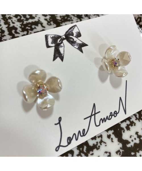 tone(トーン)の「【LoveAmooN】whiteperl crystalaurora (MA)(ピアス(両耳用)・レディース・シルバー/ゴールド・FREE)」の5枚目の写真