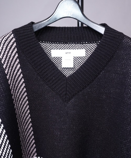 rovtski（ロフトスキー）の「AFYF 5GV NECK CHILDEN/ビッグシルエット Vネック チルデンニットセーター（ニット/セーター・メンズ・ブラック/ダークグリーン/ライトベージュ・FREE）」の15枚目の写真