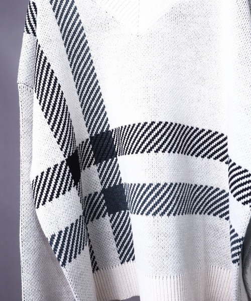 rovtski（ロフトスキー）の「AFYF 5GV NECK CHILDEN/ビッグシルエット Vネック チルデンニットセーター（ニット/セーター・メンズ・ブラック/ダークグリーン/ライトベージュ・FREE）」の14枚目の写真