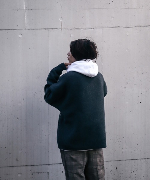 rovtski（ロフトスキー）の「AFYF 5GV NECK CHILDEN/ビッグシルエット Vネック チルデンニットセーター（ニット/セーター・メンズ・ブラック/ダークグリーン/ライトベージュ・FREE）」の19枚目の写真