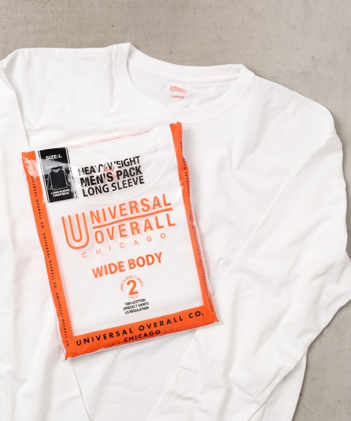 UNIVERSAL OVERALL(ユニバーサルオーバーオール)の「/UNIVERSAL OVERALL/WIDE HEAVY 2P L/S TEE(Tシャツ/カットソー・メンズ・ホワイト/ブラック・SMALL/MEDIUM/LARGE/X-LARGE)」の2枚目の写真