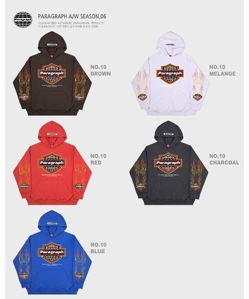 Paragraph（パラグラフ）の「A'GEM/9 × .kom『paragraph/パラグラフ』バイカーグラフィックプルオーバーパーカー/BikerGraphic PulloverHoodie（パーカー・メンズ・ライトグレー/ブラック/ブラウン/レッド/ブルー・FREE）」の8枚目の写真