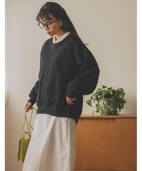 Re:EDIT（リエディ）の「USAコットン裏起毛サイドリブスウェット（スウェット・レディース・アイボリー/ベージュ/モカ/杢グレー/ブラック・LARGE/MEDIUM）」の7枚目の写真