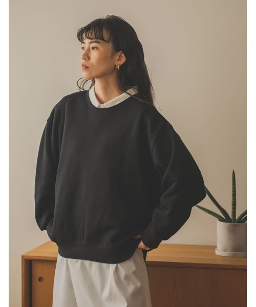 Re:EDIT（リエディ）の「USAコットン裏起毛サイドリブスウェット（スウェット・レディース・アイボリー/ベージュ/モカ/杢グレー/ブラック・LARGE/MEDIUM）」の6枚目の写真