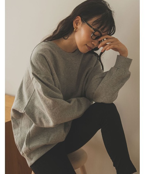 Re:EDIT（リエディ）の「USAコットン裏起毛サイドリブスウェット（スウェット・レディース・アイボリー/ベージュ/モカ/杢グレー/ブラック・LARGE/MEDIUM）」の19枚目の写真