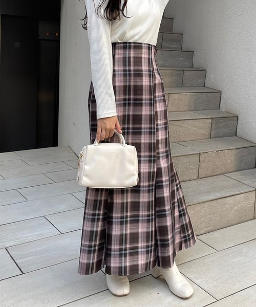 one after another NICE CLAUP（ワンアフターアナザーナイスクラップ）の「Sサイズあり　プリーツ切替えマーメイドスカート（スカート・レディース・ブラック/グレー/ブラウン/ブルー系その他/ピンク系その他・SMALL/MEDIUM）」の5枚目の写真