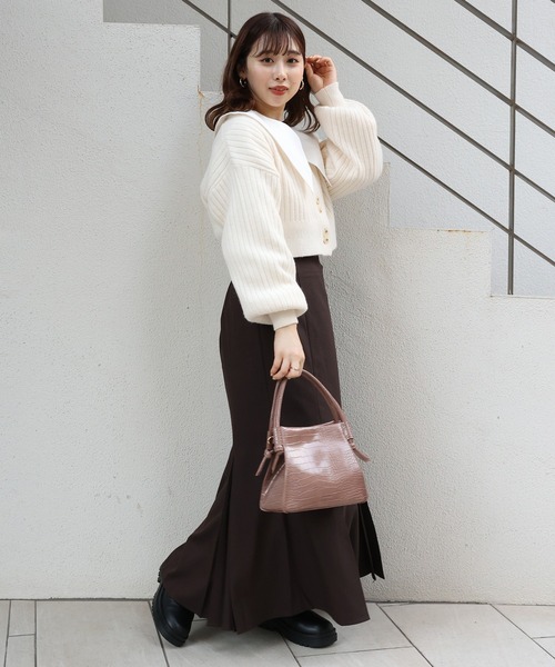 one after another NICE CLAUP（ワンアフターアナザーナイスクラップ）の「Sサイズあり　プリーツ切替えマーメイドスカート（スカート・レディース・ブラック/グレー/ブラウン/ブルー系その他/ピンク系その他・SMALL/MEDIUM）」の7枚目の写真