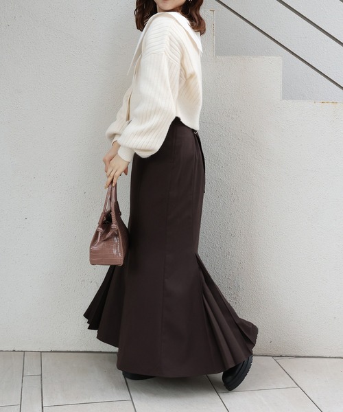 one after another NICE CLAUP（ワンアフターアナザーナイスクラップ）の「Sサイズあり　プリーツ切替えマーメイドスカート（スカート・レディース・ブラック/グレー/ブラウン/ブルー系その他/ピンク系その他・SMALL/MEDIUM）」の8枚目の写真