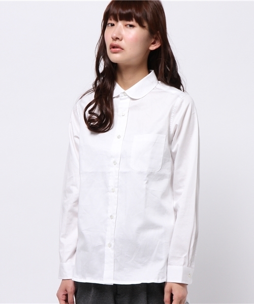 BEAMS BOY（ビームスボーイ）の「BEAMS BOY / サテン チビラウンド ロングテール シャツ（シャツ/ブラウス・レディース・ホワイト/サックスブルー・ONE SIZE）」の2枚目の写真