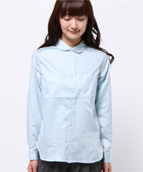 BEAMS BOY（ビームスボーイ）の「BEAMS BOY / サテン チビラウンド ロングテール シャツ（シャツ/ブラウス・レディース・ホワイト/サックスブルー・ONE SIZE）」の8枚目の写真