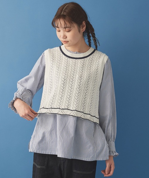 Malle(マル)の「●malle Cotton/Linen ショートベスト(ベスト・レディース・ブラック/ホワイト×ネイビー/ライトカーキ/ベージュ・FREE)」の18枚目の写真