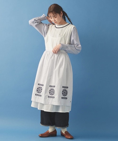 Malle(マル)の「●malle Cotton/Linen ショートベスト(ベスト・レディース・ブラック/ホワイト×ネイビー/ライトカーキ/ベージュ・FREE)」の7枚目の写真