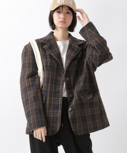ALAND（エーランド）の「3.3Field Trip／CHECKライナージャケット　2259015（テーラードジャケット・レディース・ネイビー/ブラウン・FREE）」の2枚目の写真