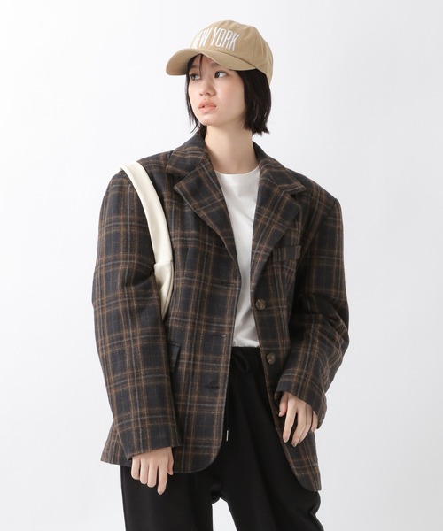 ALAND（エーランド）の「3.3Field Trip／CHECKライナージャケット　2259015（テーラードジャケット・レディース・ネイビー/ブラウン・FREE）」の6枚目の写真