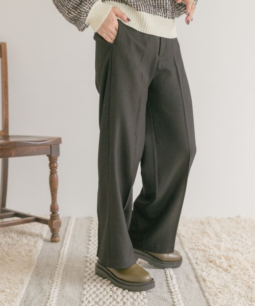 ITEMS URBANRESEARCH（アイテムズ アーバンリサーチ）の「ウールライクストレートパンツ（その他パンツ・レディース・ブラック/ブラウン/ベージュ・FREE）」の13枚目の写真