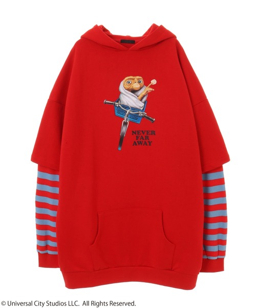 Candy Stripper（キャンディストリッパー）の「//E.T.×Candy Stripper//E.T.LAYERED（パーカー・レディース・ブラック/レッド/アイボリー・2）」の8枚目の写真