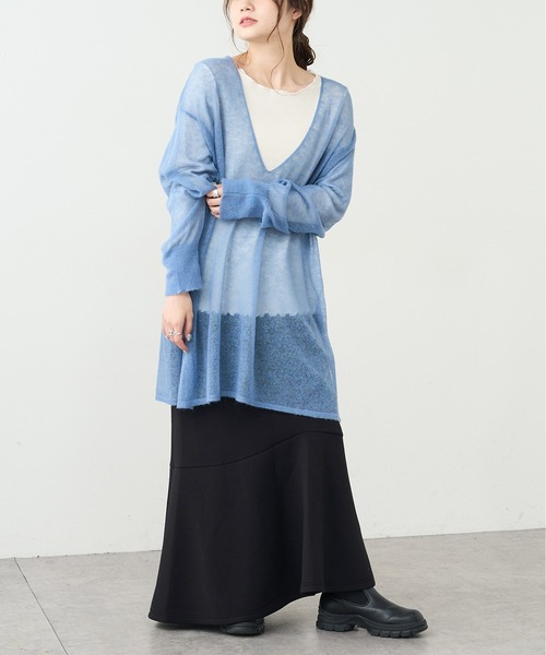 PUAL CE CIN（ピュアルセシン）の「モヘア混チュニック（ニット/セーター・レディース・ブラック/ブラウン/ブルー・FREE）」の3枚目の写真