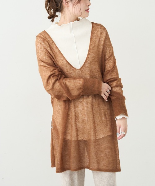 PUAL CE CIN（ピュアルセシン）の「モヘア混チュニック（ニット/セーター・レディース・ブラック/ブラウン/ブルー・FREE）」の9枚目の写真