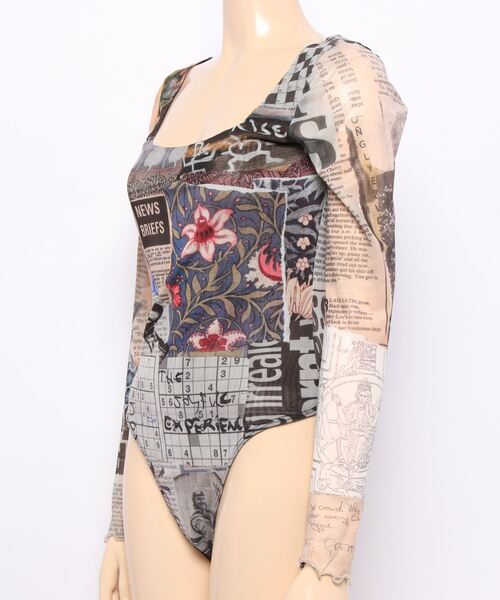 Desigual（デシグアル）の「ニュースペーパー チュールボディスーツ（その他トップス・レディース・ブラック・M/S/XL/XS/L）」の2枚目の写真