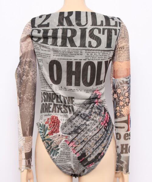 Desigual（デシグアル）の「ニュースペーパー チュールボディスーツ（その他トップス・レディース・ブラック・M/S/XL/XS/L）」の3枚目の写真